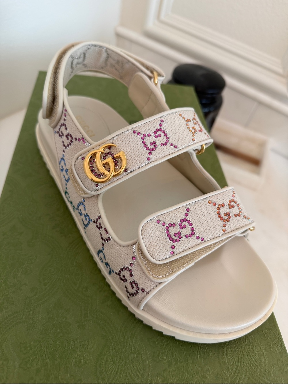 Gucci charlotte crystal mulit sandal 38 8